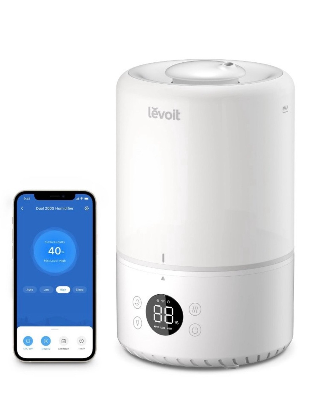 Levoit 200S Dual Smart Top Fill Humidifier White Bluetooth Smartphone Control